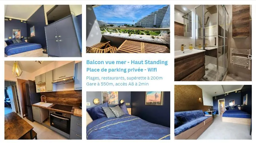L\'Astronaute - Balcon Vue Mer - Clim - Place Parking Privee - Marina Baie Des Anges location